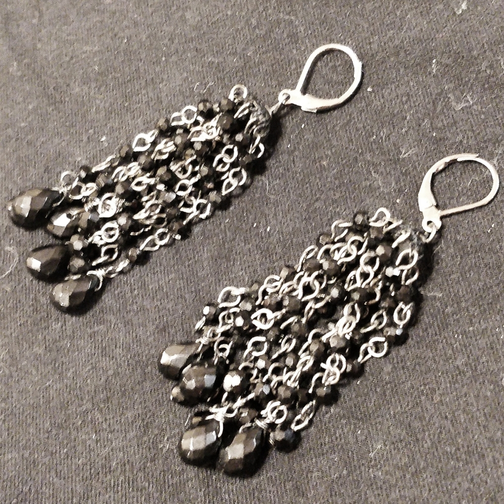 Black crystal drop earrings
